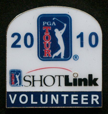 A shotlink volunteer pin for the 2010 pga tour