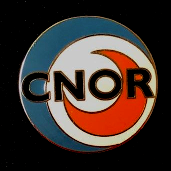 A cnor logo is shown on a black background