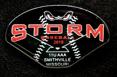 A black sign that says storm baseball 2010 on it