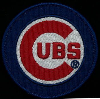 A chicago cubs logo on a black background