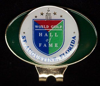 A golf ball marker for the world golf hall of fame