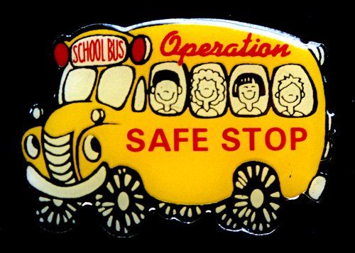 A yellow school bus with the words operation safe stop on it