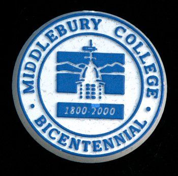 A blue and white middlebury college bicentennial logo