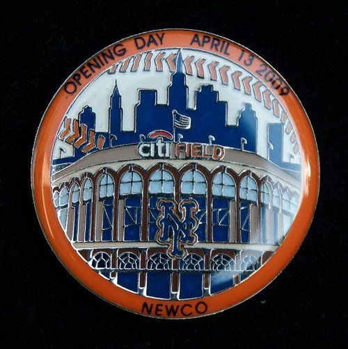 A coin commemorates the opening day of citi field on april 13 2009
