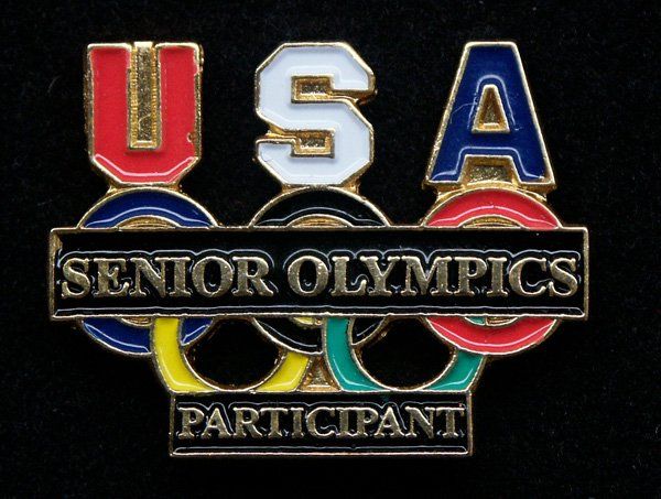 A pin that says usa senior olympics participant