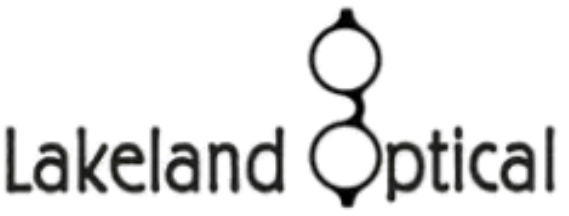 The logo for lakeland optical has a pair of glasses on it