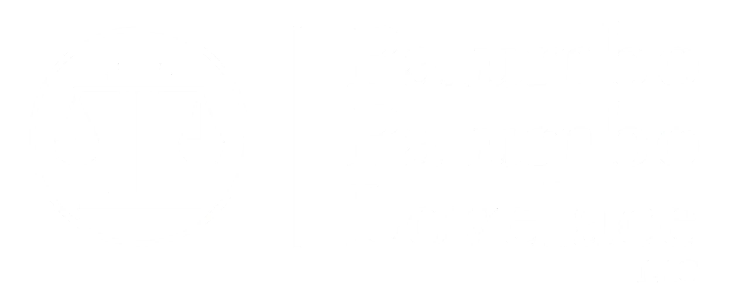 White logo on a transparent background with text.