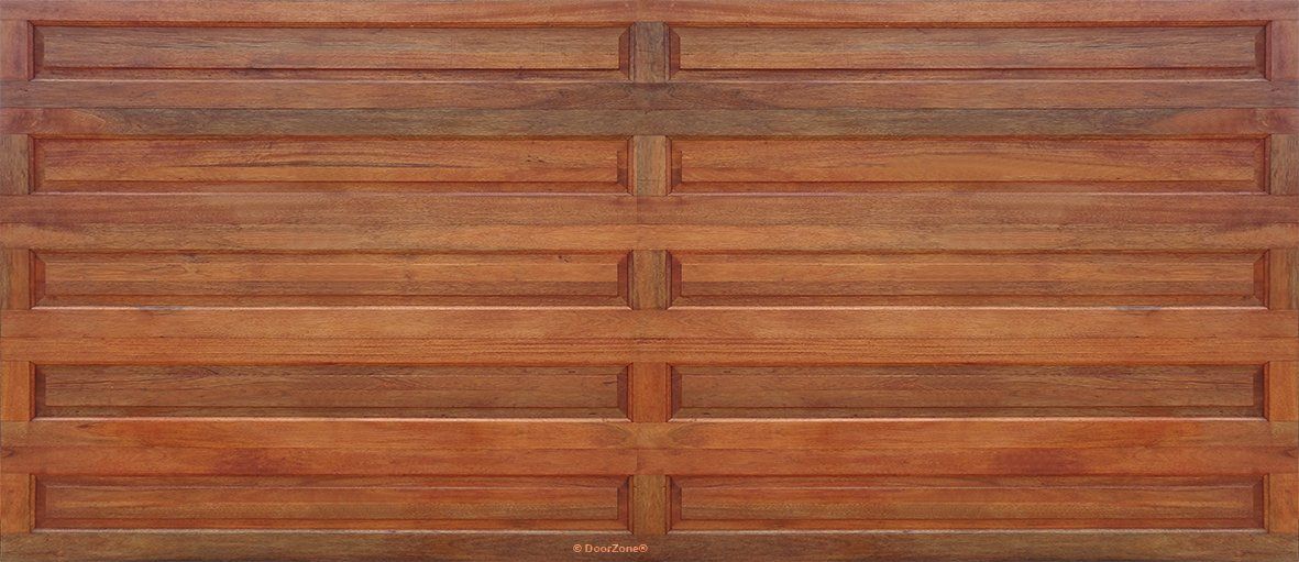 Panel style double wooden garage door