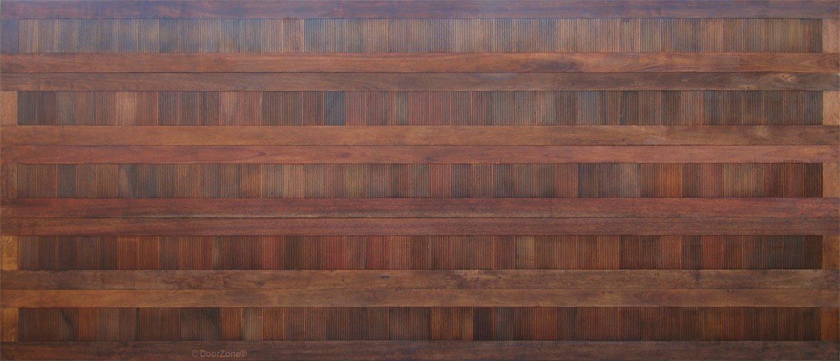 Grooved style double wooden garage doors