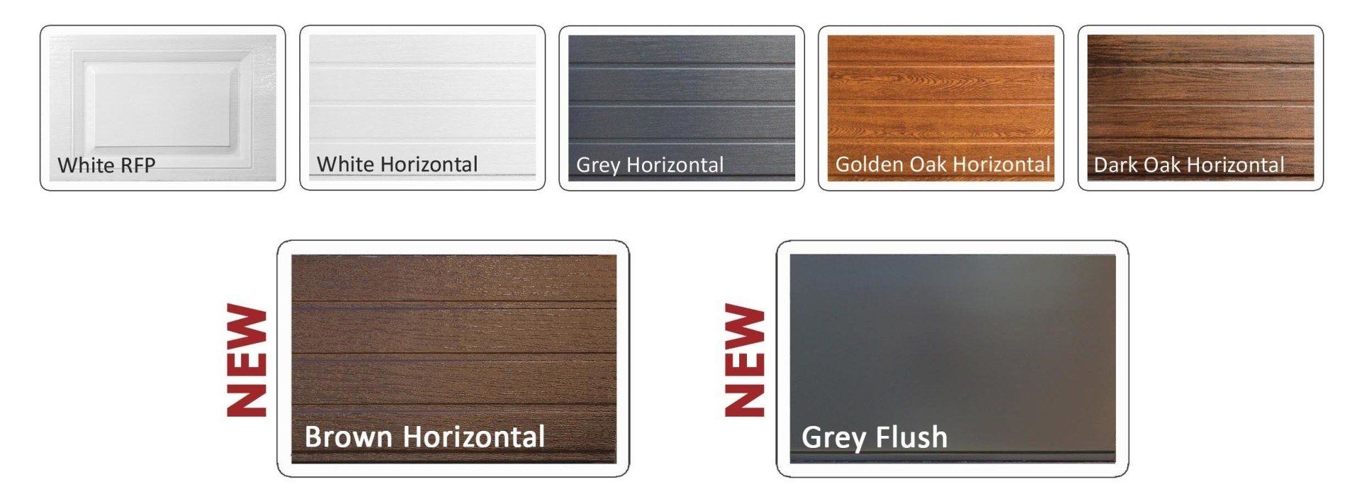 Collage of insulated steel sectional door styles