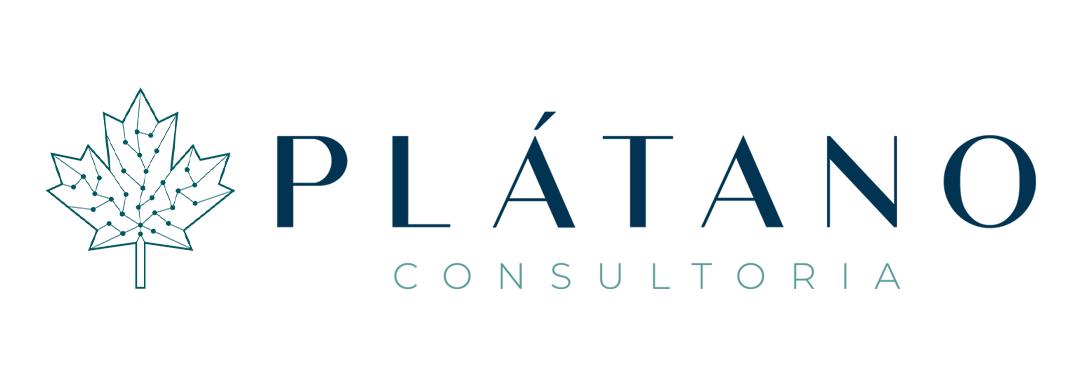 O logotipo da platano consultoria tem uma folha de bordo.