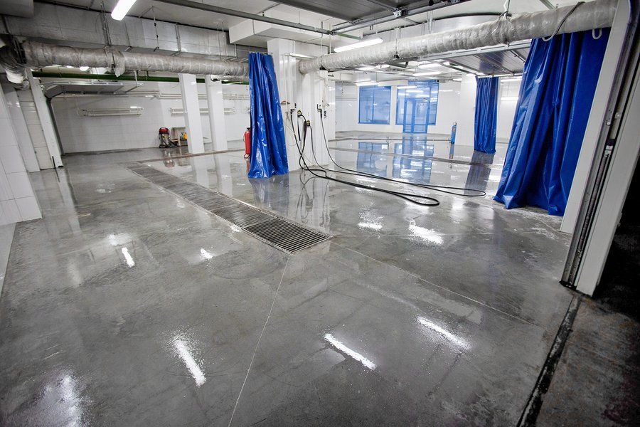 a shiny basement flooring