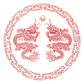 Double Dragon Icon Logo with two red dragons in a circle