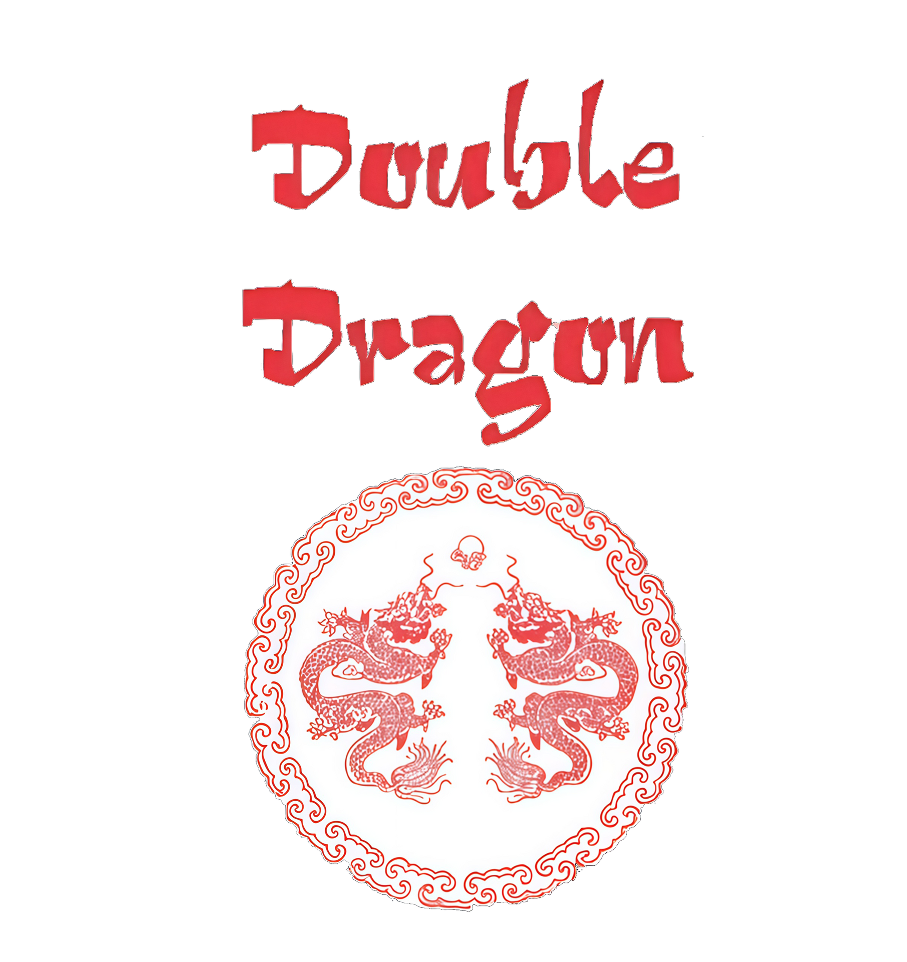 Double Dragon Full Logo with two red dragons in a circle