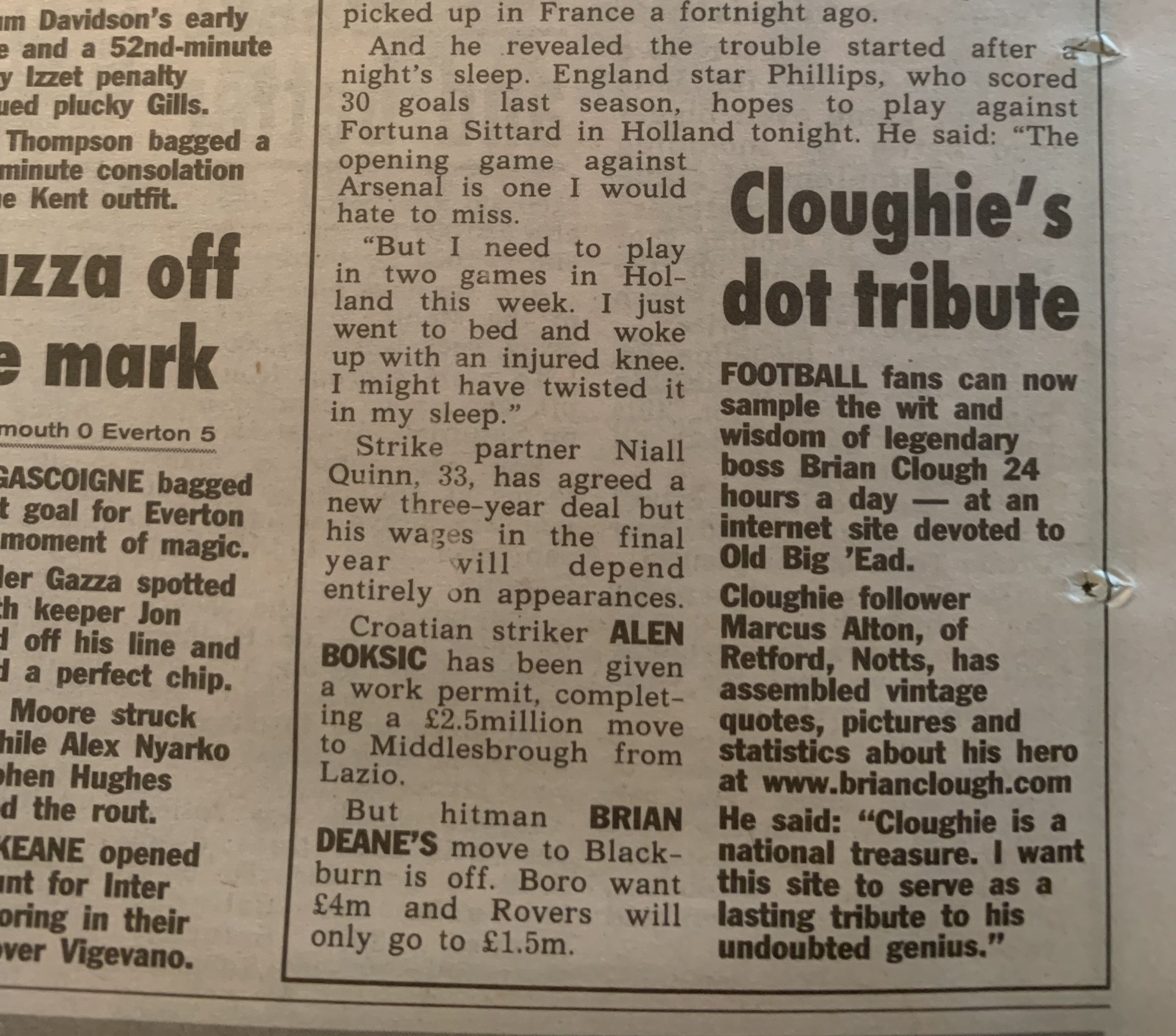 Clough Newspaper Cutting