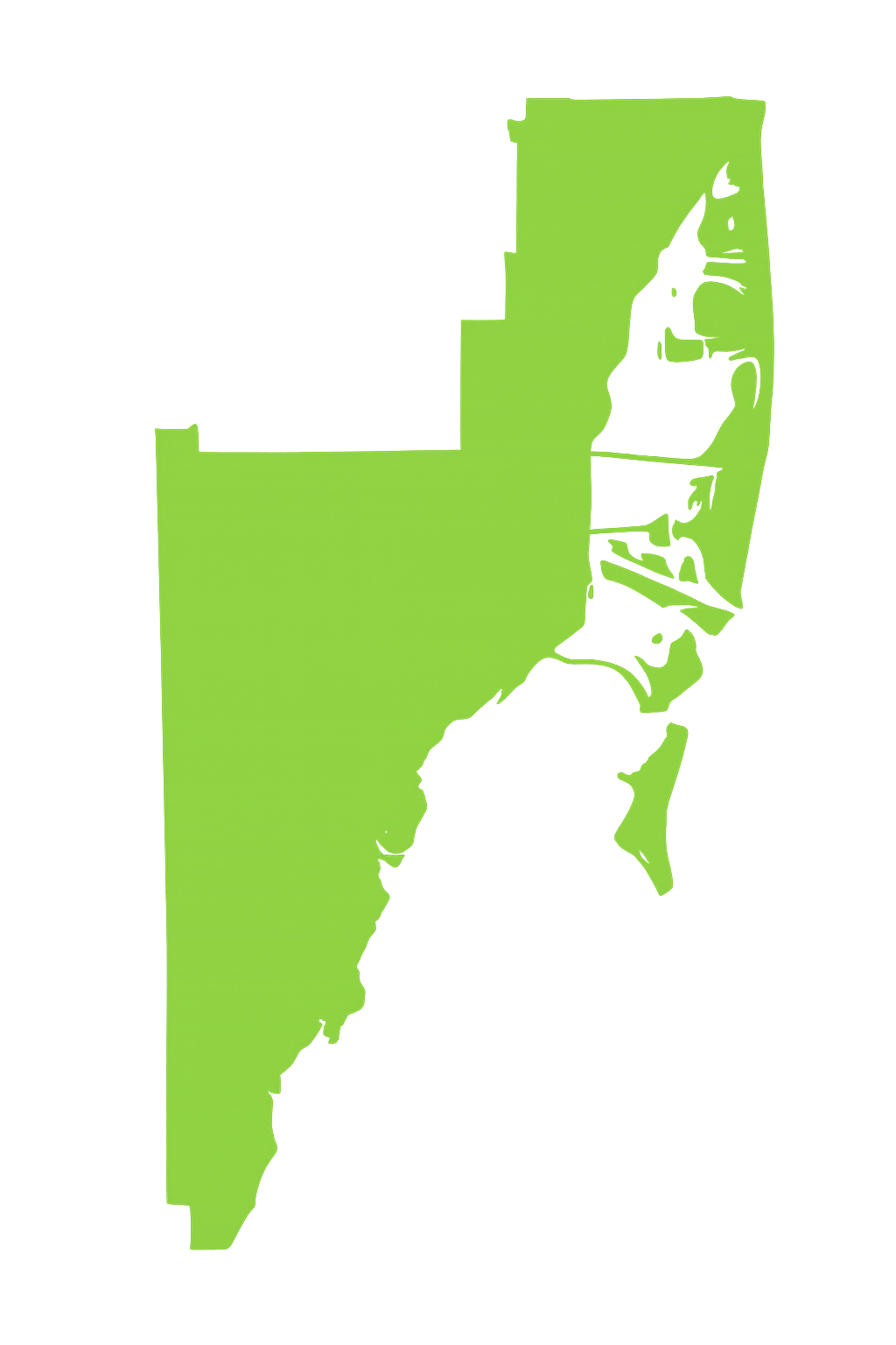 View Pro Touch Movers' full-service moving coverage across Florida counties. A green and white map of florida on a white background.