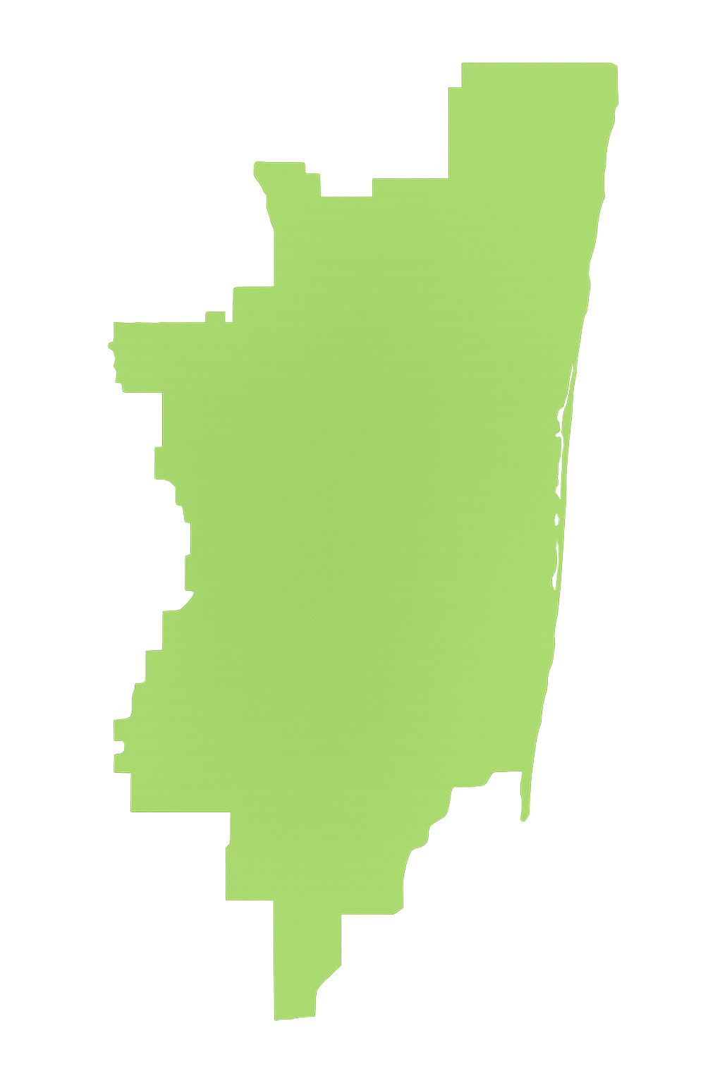 View Pro Touch Movers' full-service moving coverage across Florida counties. A green map of the state of florida on a white background.