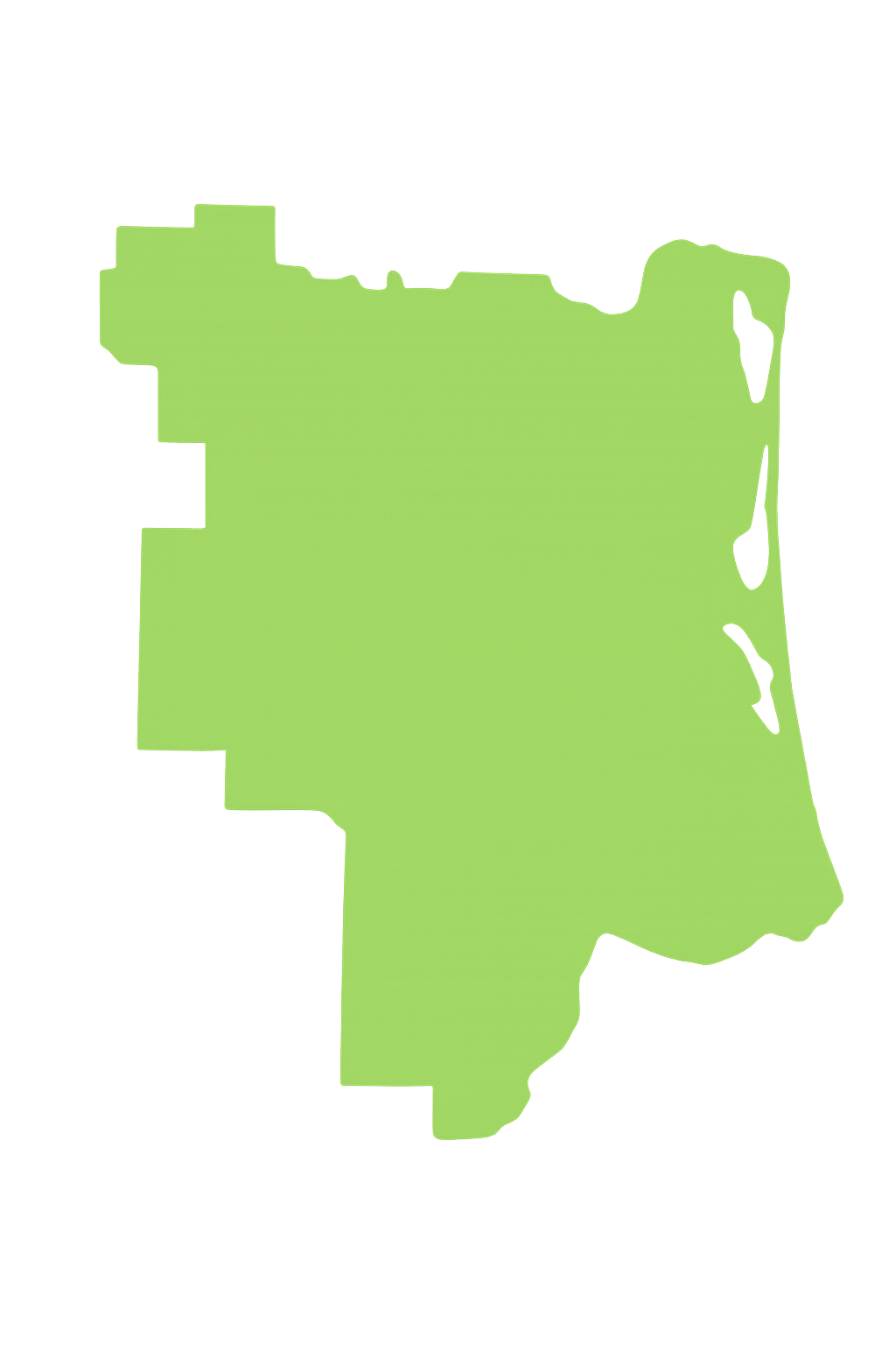 View Pro Touch Movers' full-service moving coverage across Florida counties. A green map of florida on a white background.