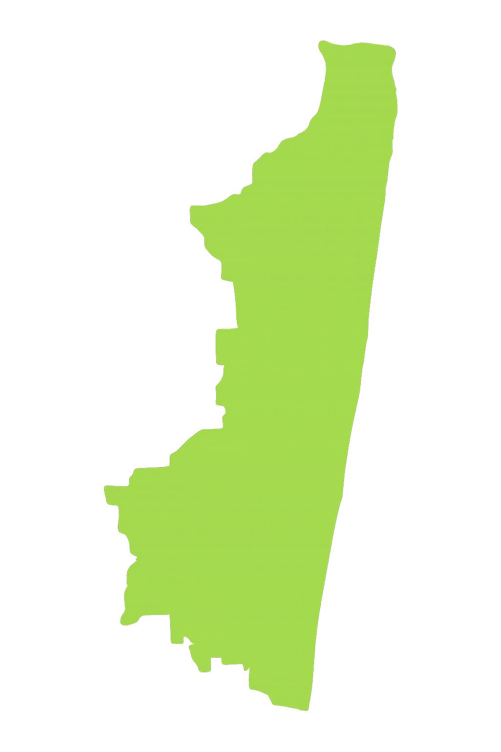 View Pro Touch Movers' full-service moving coverage across Florida counties. A green map of a country on a white background.