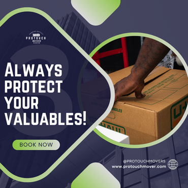 Pro Touch Movers tip: always protect your valuables, professional mover securing a U-Haul moving box for safe relocation
