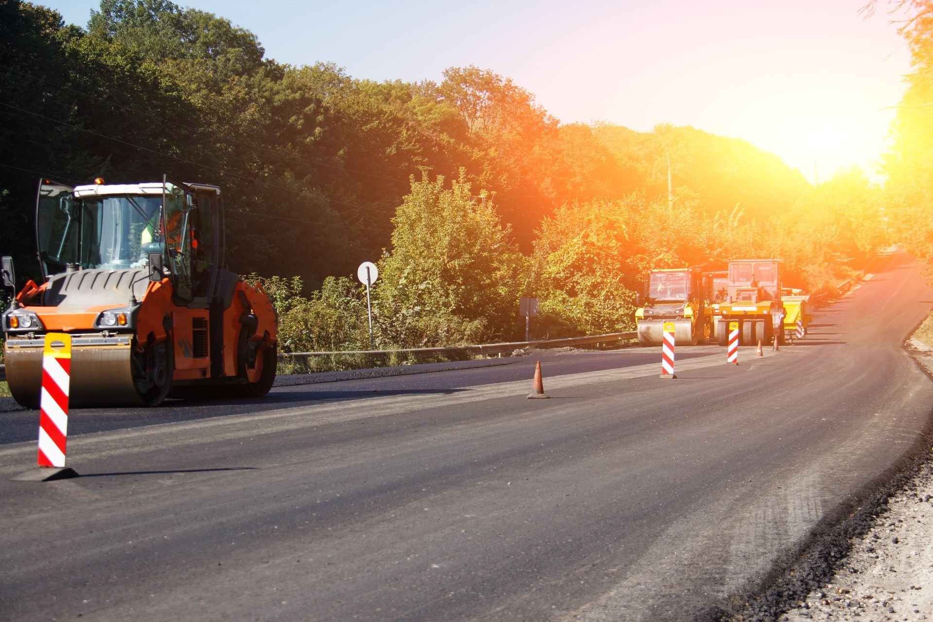 Asphalt roller stacking and pressing hot lay of asphalt