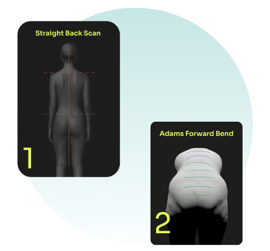 A picture of a woman 's back and a picture of adams forward bend