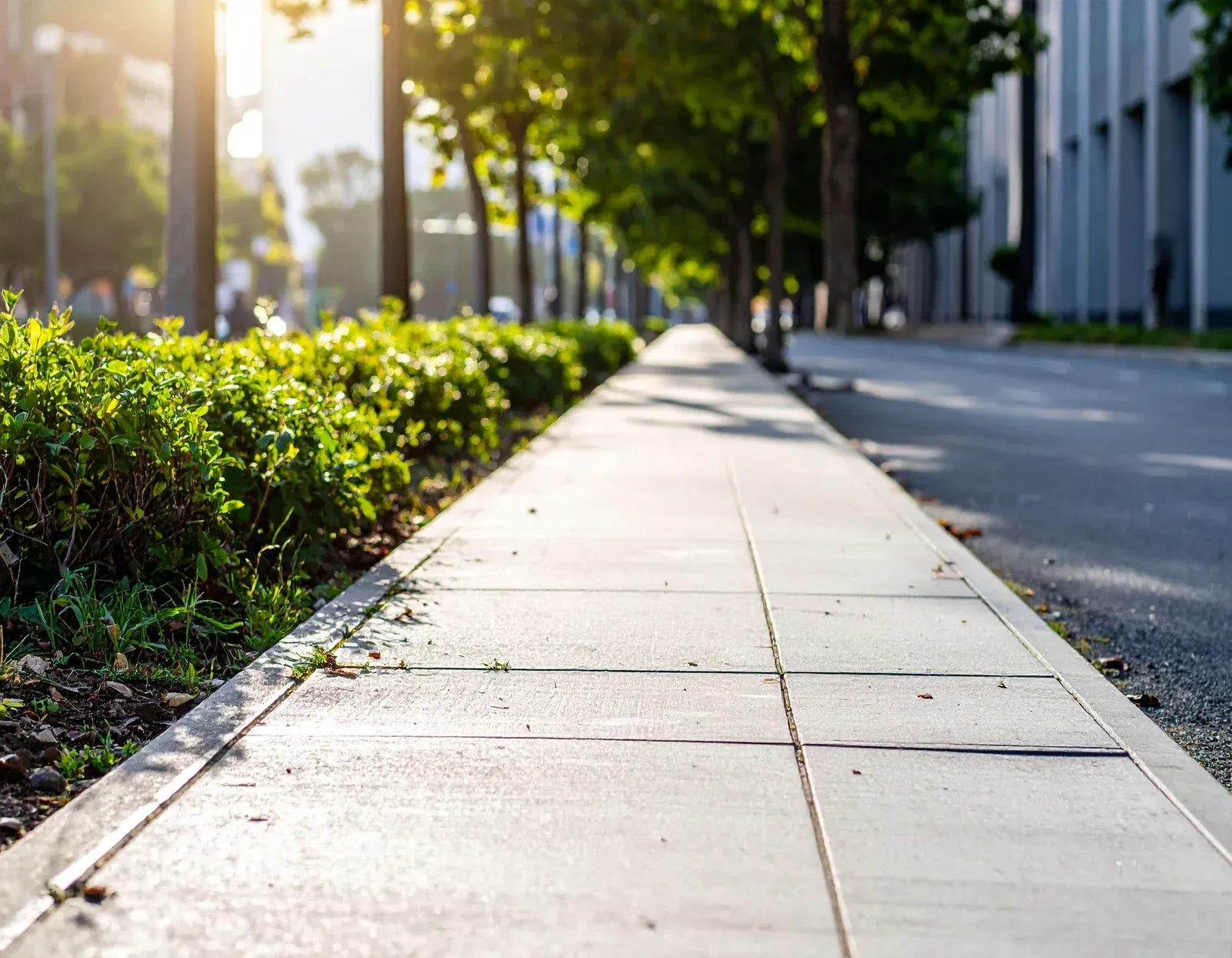 New commercial modern concrete sidewalk