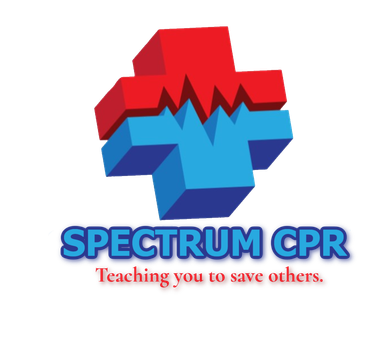 A logo for spectrum cpr teaching you to save others