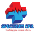 A logo for spectrum cpr teaching you to save others