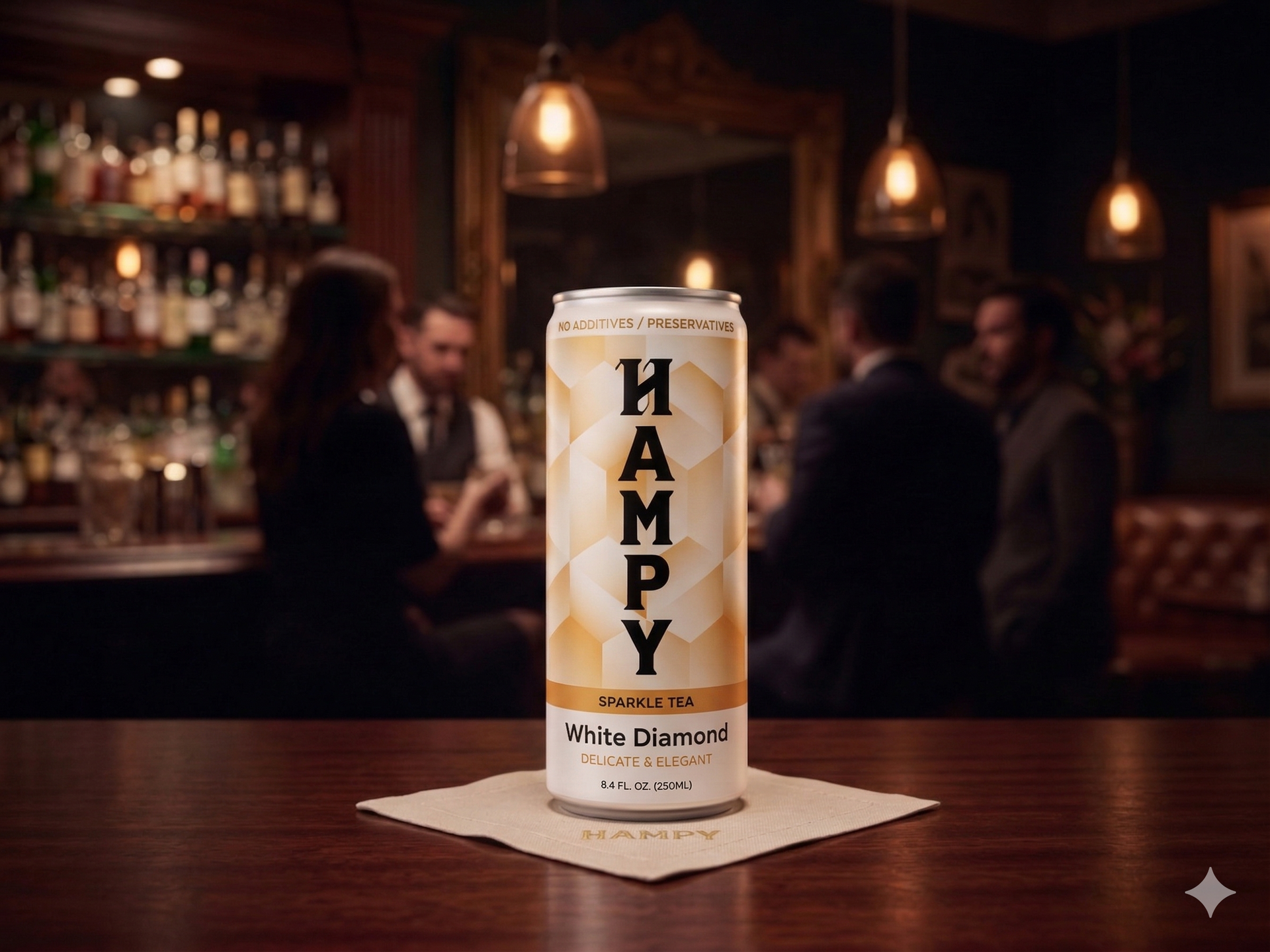 White Diamond beer cans arranged diagonally on a black background.