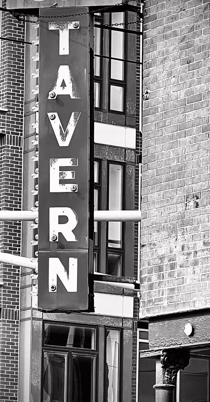 Black and white photo of a weathered