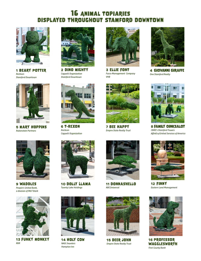 HedgeFun 16 Animal Topiaries Displayed throughout Stamford Downtown!