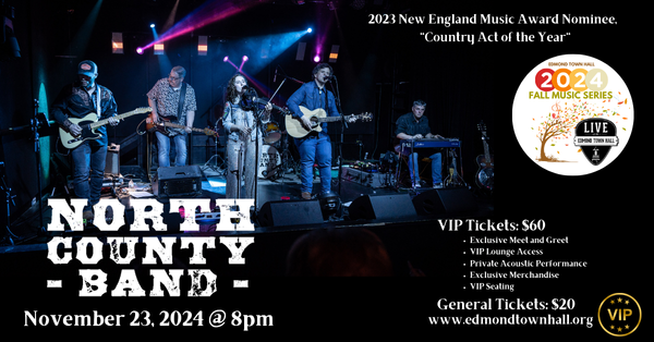 The North County Band Album Release Party, Saturday, November 23, 2024 at Edmond Town Hall. 