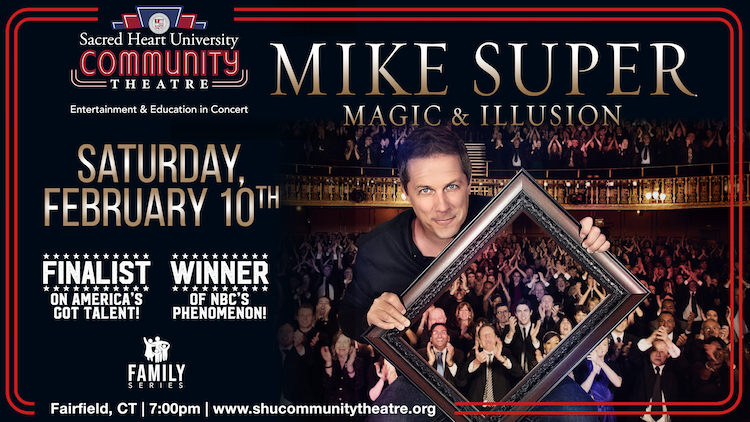 Magician & Illusionist Mike Super comes to SHU Community Theatre on Saturday, February 10, 2024.