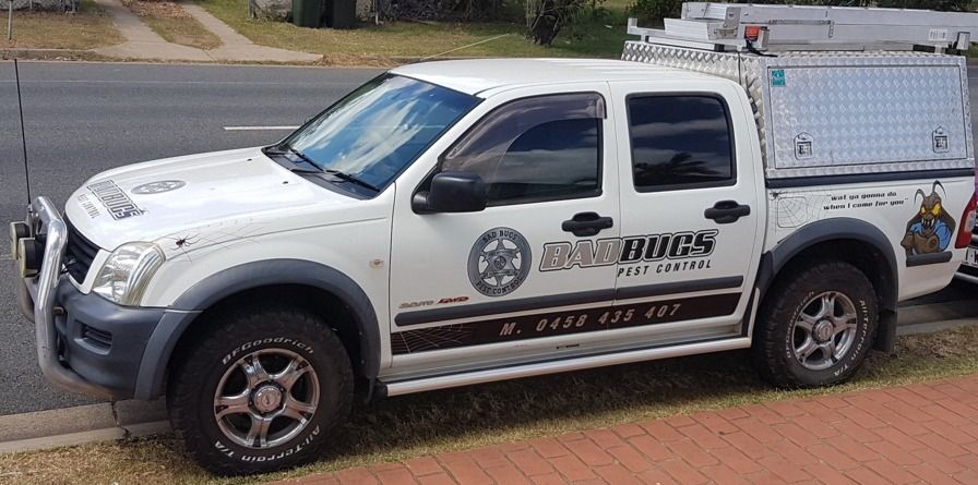 White Pickup Truck Parked on the Side of a Road, Labeled 