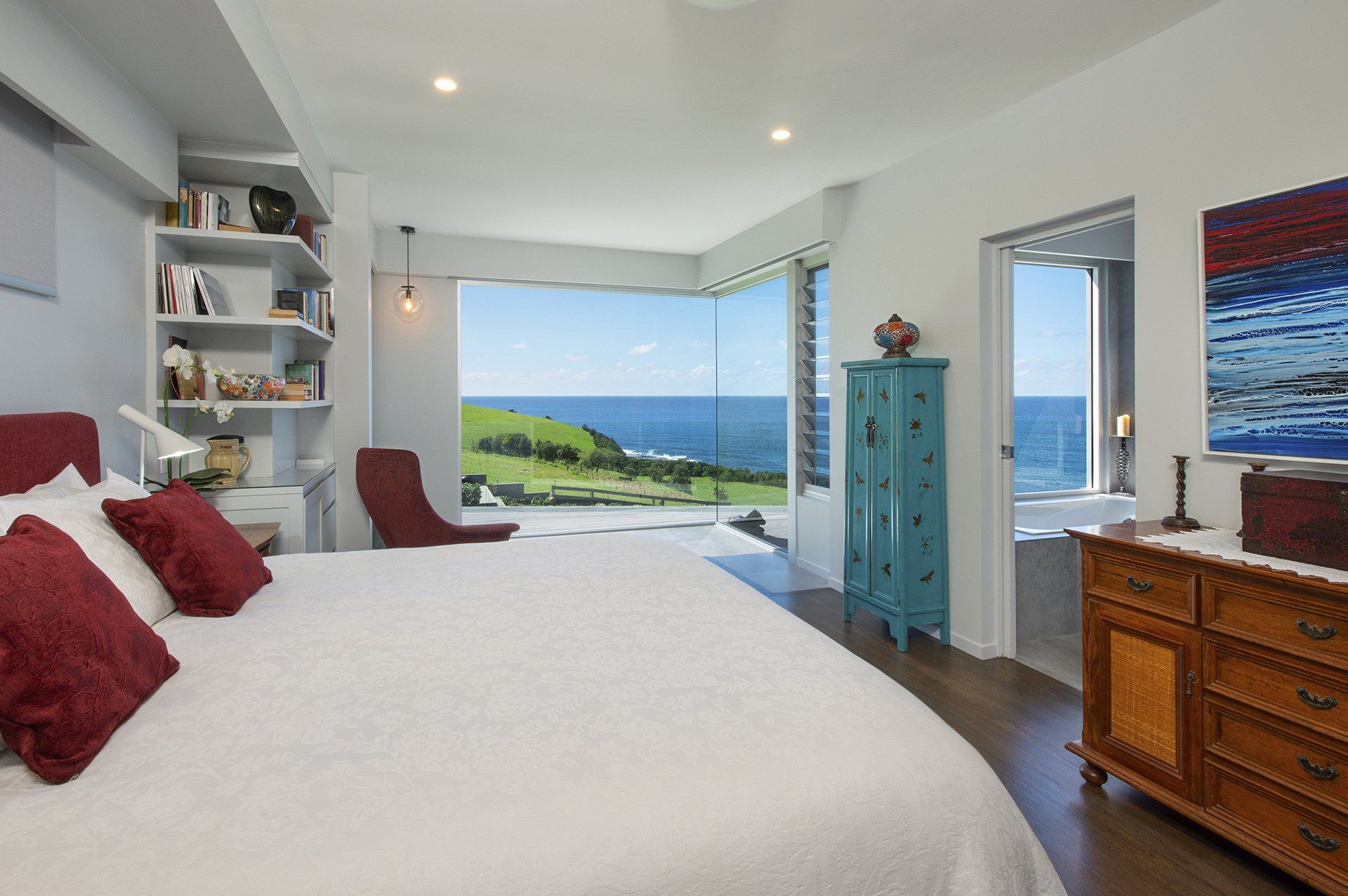 contemporary bedroom with stunning views