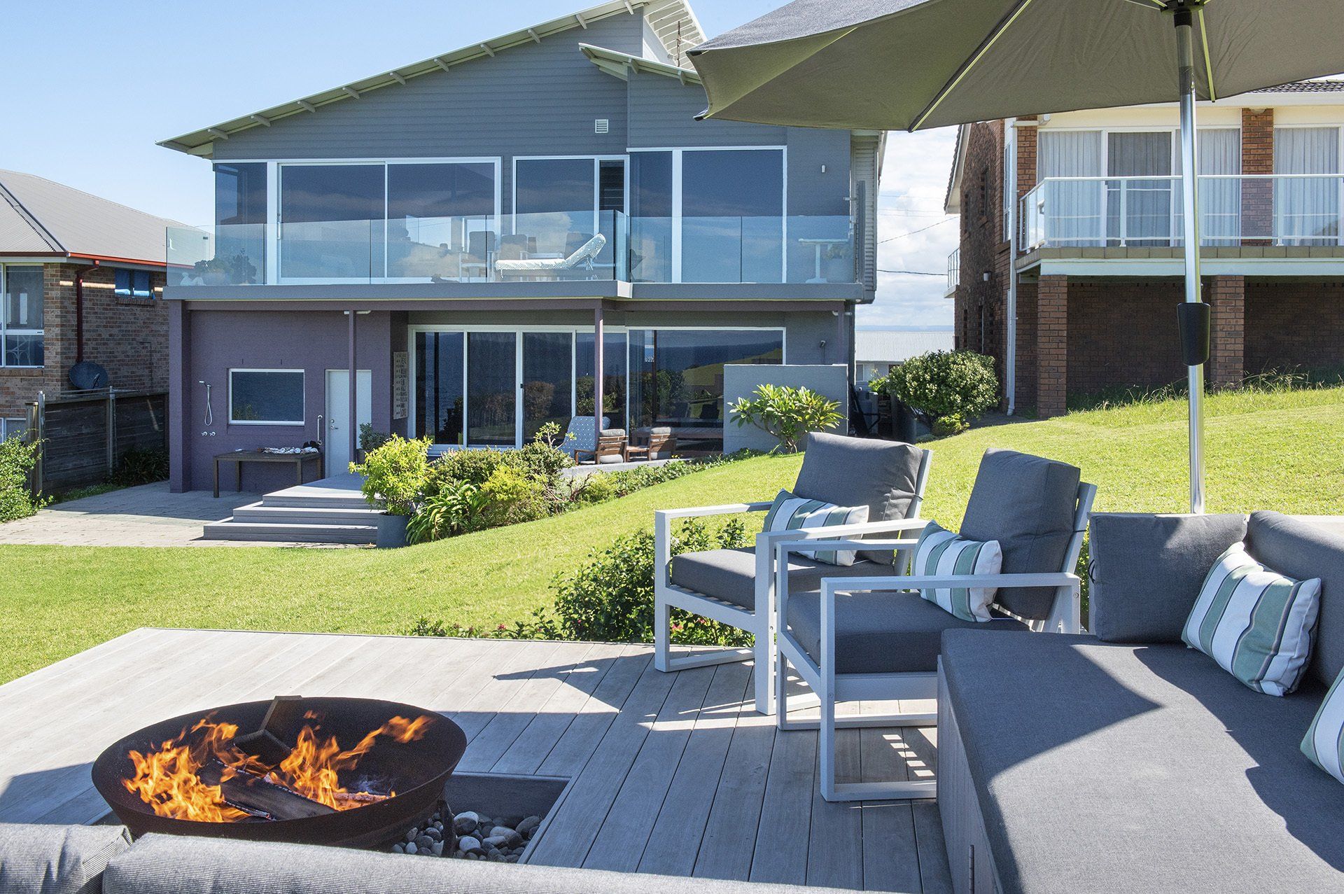 a shot of Elanora Gerroa and its outdoor firepit