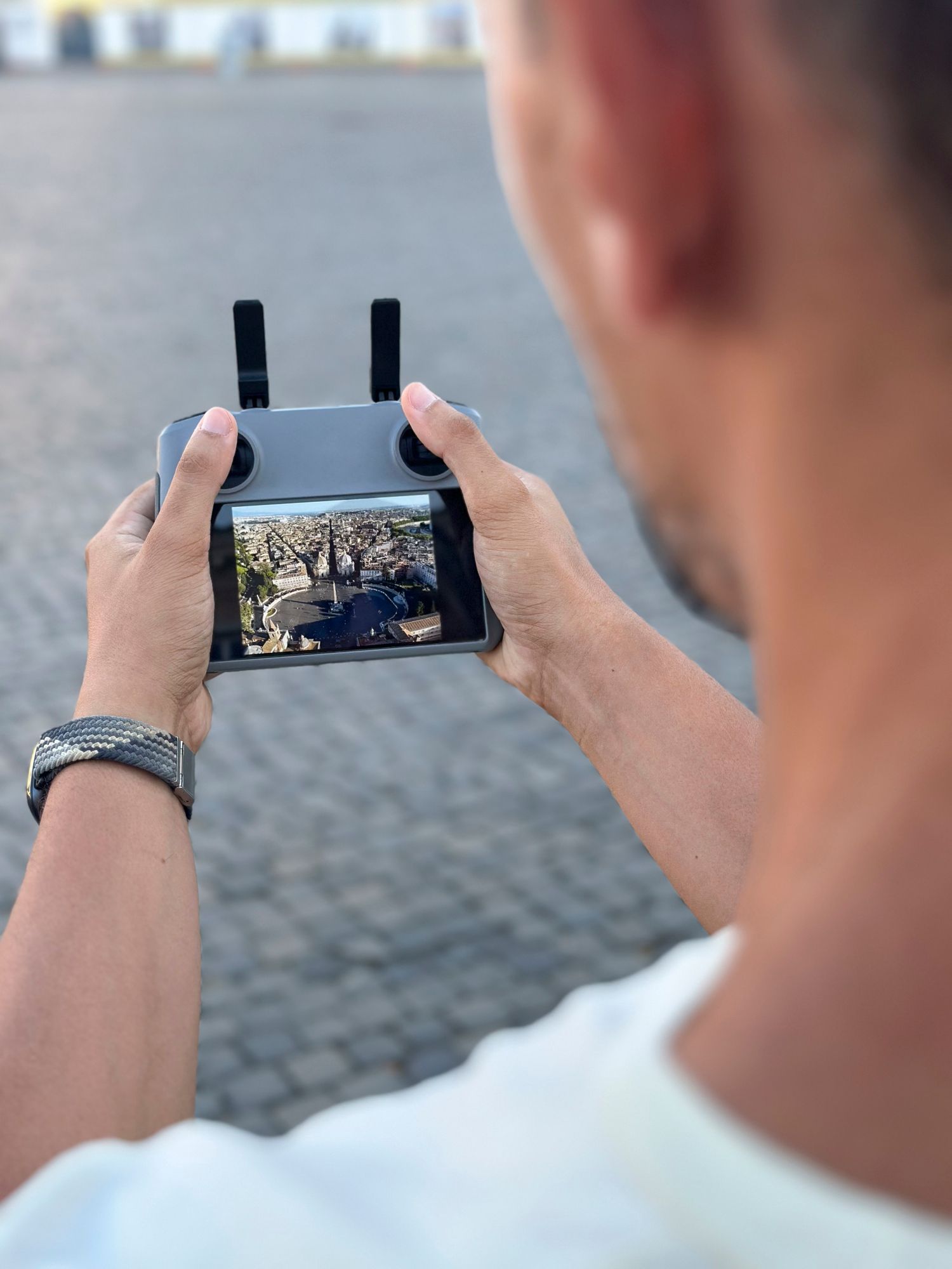 Drone photographer capturing aerial views in Los Angeles, CA