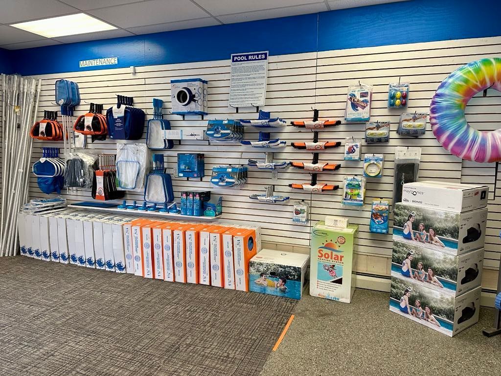 A store filled with lots of pool equipment and toys.