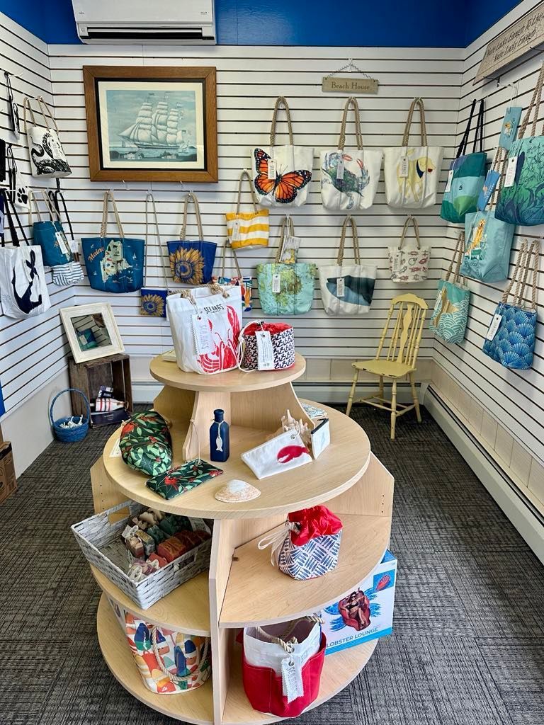 A store filled with lots of bags and other items on display.