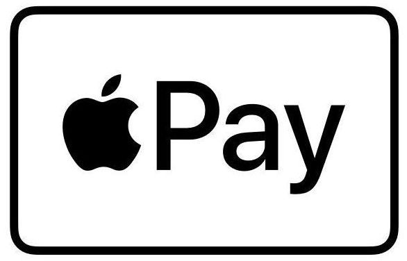 A black and white apple pay logo on a white background.