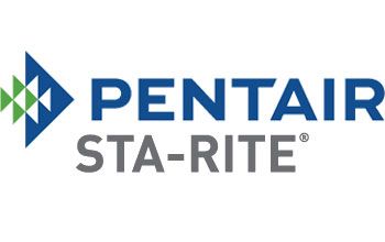 The pentair sta-rite logo is blue and green with a triangle in the middle.