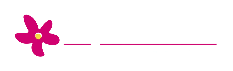 Cape Garden blue logo with pink flower