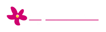 Cape Garden blue logo with pink flower