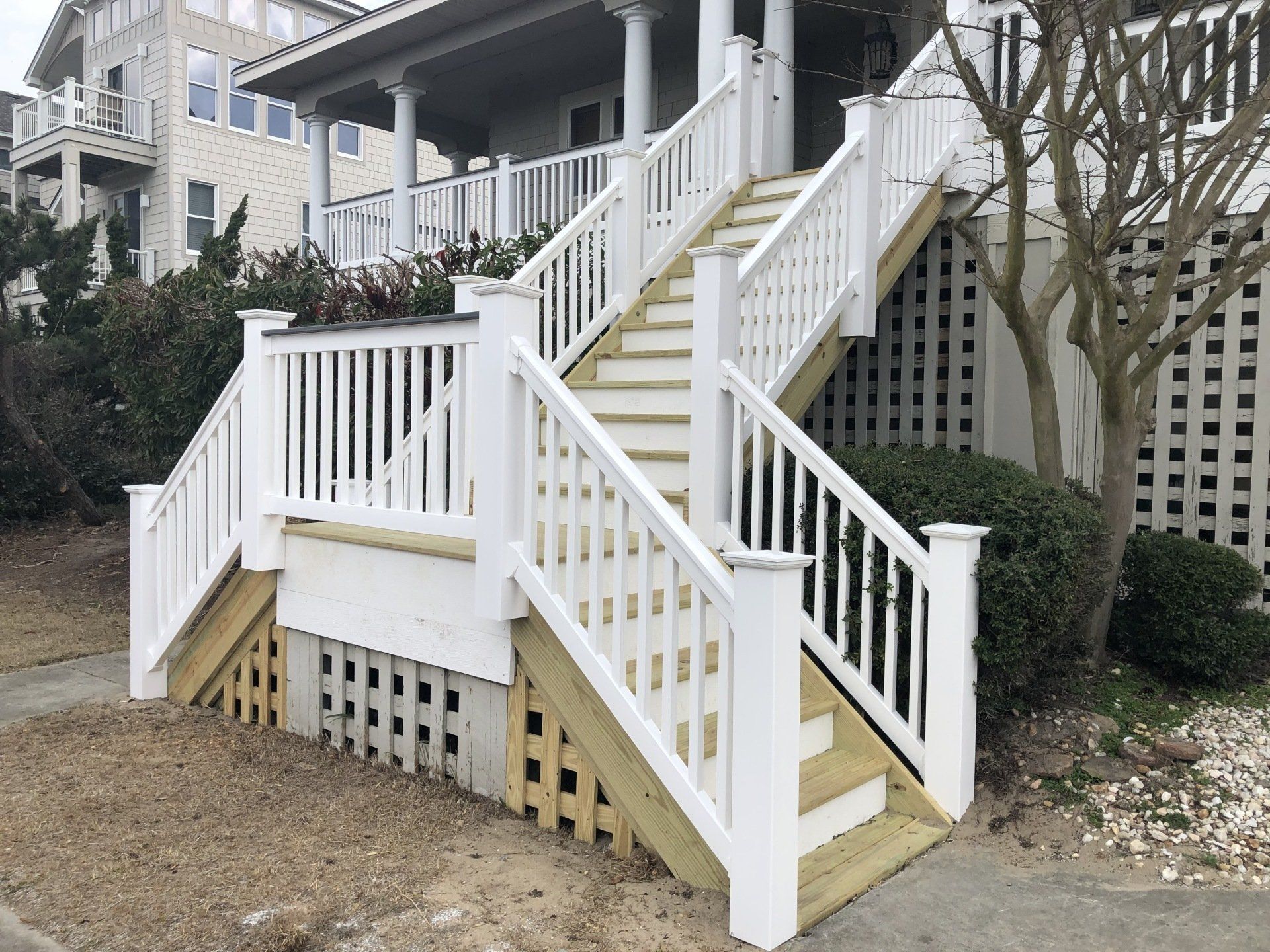 photo of front stairs and decking after painting and updating