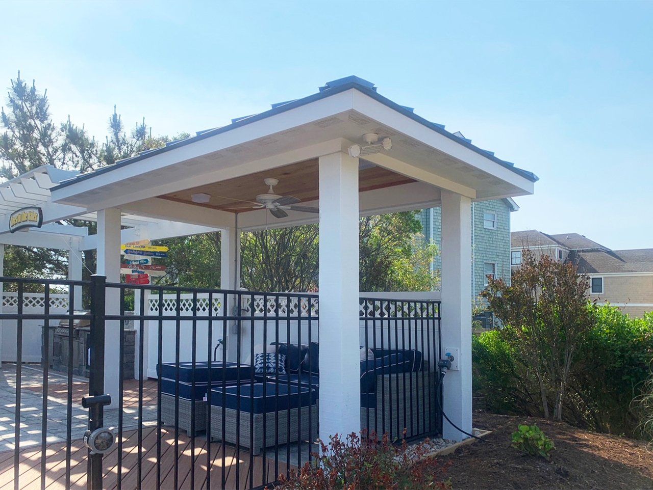 Cabana for shade while sitting outside.