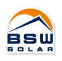 Logo für BSW Solar mit blauer Dachlinie, orangefarbener Sonne und Firmennamen.