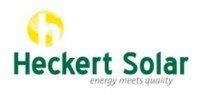 Heckert Solar-Logo: gelbe Sonne mit „h“ darin über grünem Text „Heckert Solar, Energie trifft Qualität“.