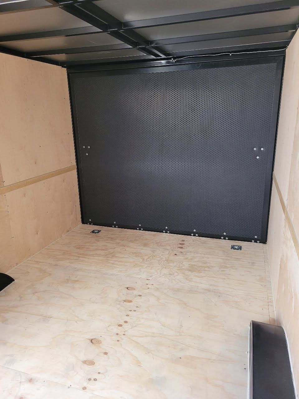 White Enclosed Trailer Interior Right Side View