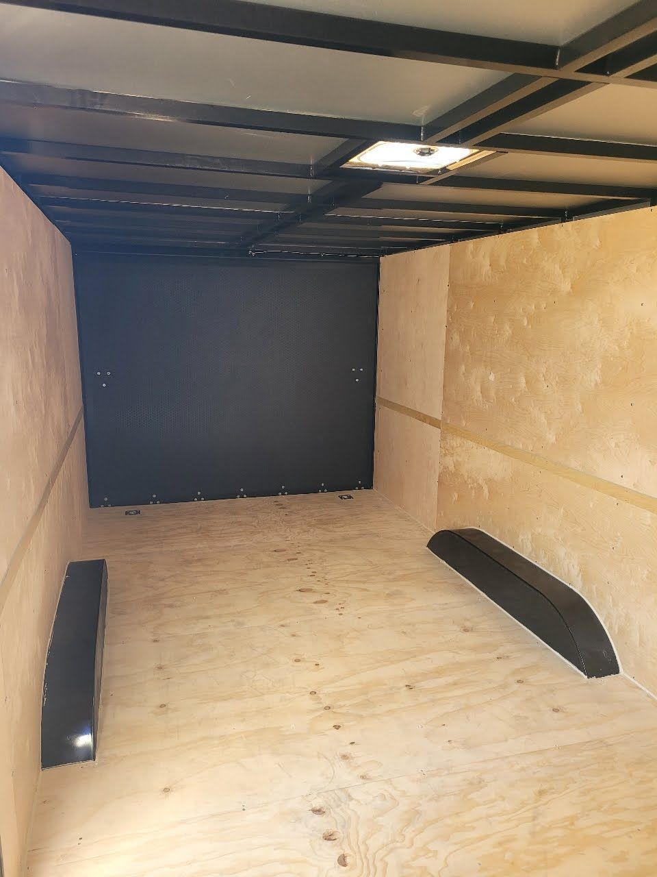 White Enclosed Trailer Interior Left Side View